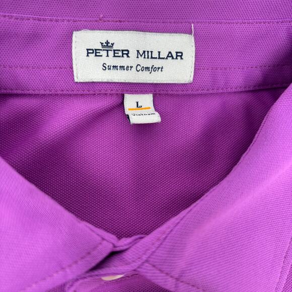 Peter Millar Summer Comfort Large Solid Purple Short Sleeve Golf Polo Shirt - Picture 2 of 6